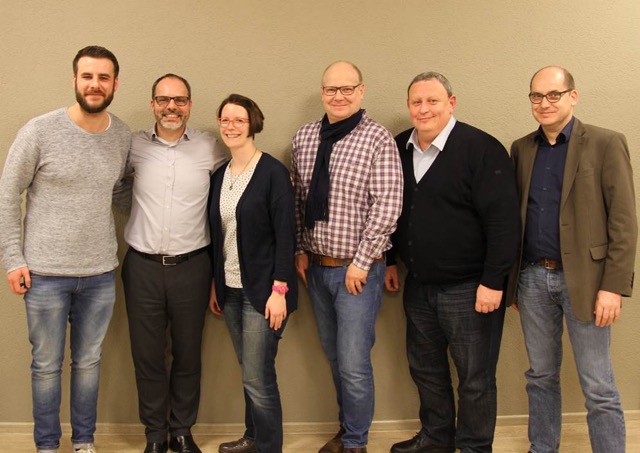  – Der neue Vorstand (von links): Andreas Schlick, Ilja Tüchter, Steffi Blinn, Andreas Danner, Michael Hasslinger, Michael Gottschalk. Es fehlen Alexander Amberg und Martin Seebald. Bild: DJV-Bezirksverband Pfalz